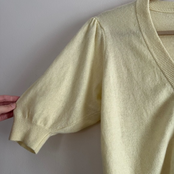 Minnie Rose • Puff Quarter Sleeve Cashmere Cardigan - Picture 5 of 6